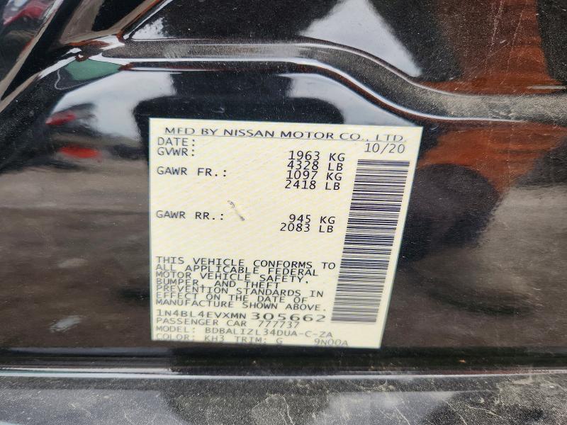 Продажа на аукционе авто 2021 Nissan Altima, vin: 1N4BL4EVXMN305662, номер лота: 51721556
