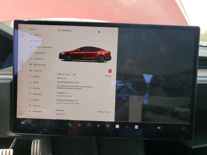 48347356 :رقم المزاد ، 5YJSA1E52PF523726 vin ، 2023 Tesla Model S مزاد بيع