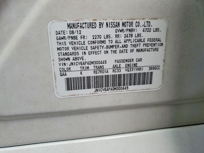 50921606 :رقم المزاد ، JN1CV6AP4DM300445 vin ، 2013 Infiniti G37 Sedan مزاد بيع