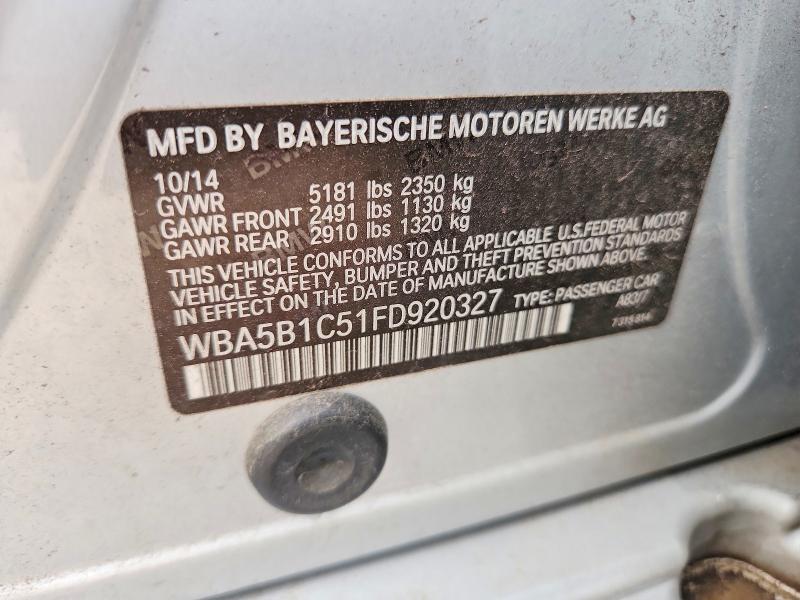 2015 Bmw 535 მანქანა იყიდება აუქციონზე, vin: WBA5B1C51FD920327, აუქციონის ნომერი: 49495406
