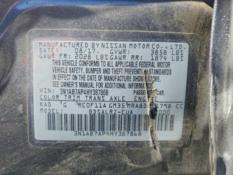 Aukcja sprzedaży 2017 Nissan Sentra, vin: 3N1AB7AP4HY387868, numer aukcji: 51158506