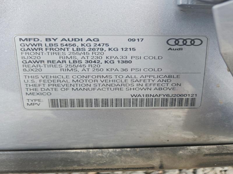 Продаж на аукціоні авто 2018 Audi Q5, vin: WA1BNAFY6J2060121, номер лоту: 48354636