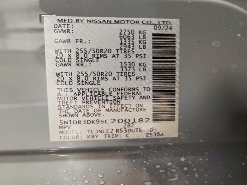 2025 Nissan Pathfinder მანქანა იყიდება აუქციონზე, vin: 5N1DR3DK9SC200182, აუქციონის ნომერი: 49252406