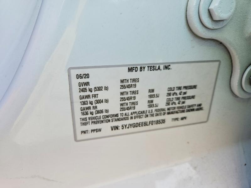 Aukcja sprzedaży 2020 Tesla Model Y, vin: 5YJYGDEE6LF018535, numer aukcji: 50762056