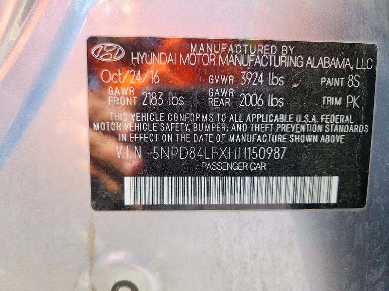 49620626 :رقم المزاد ، 5NPD84LFXHH150987 vin ، 2017 Hyun Elantra مزاد بيع