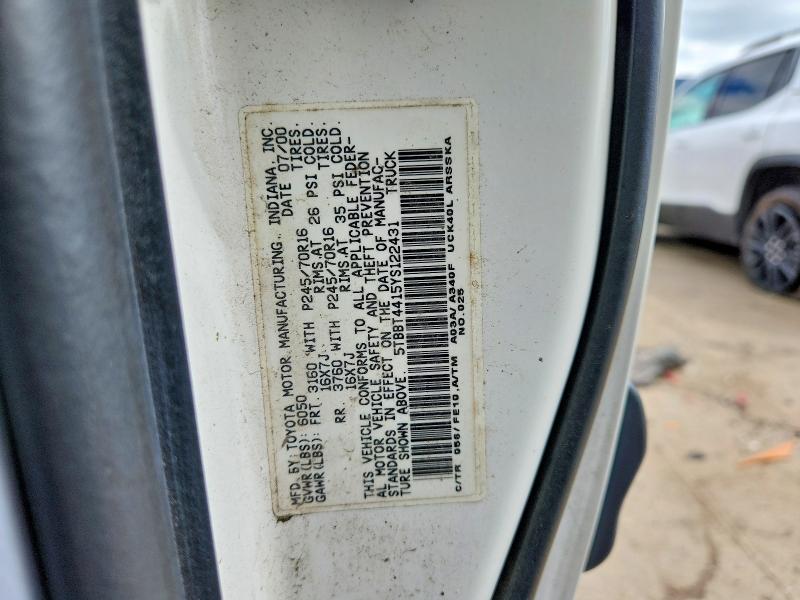 Auction sale of the 2000 Toyota Tundra, vin: 5TBBT4415YS122431, lot number: 51569506