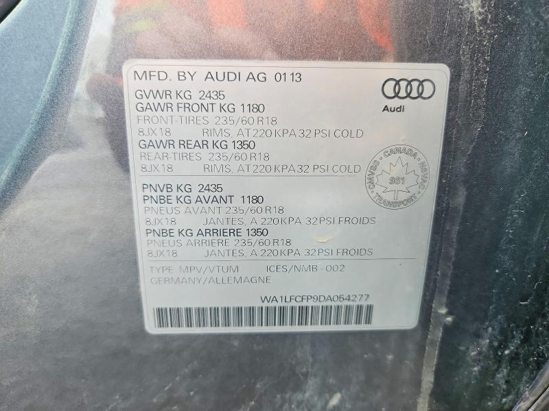 2013 Audi Q5 მანქანა იყიდება აუქციონზე, vin: WA1LFCFP9DA054277, აუქციონის ნომერი: 48409896