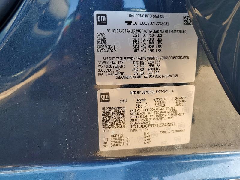 Aukcja sprzedaży 2026 Gmc Sierra, vin: 1GTUUCED7TZ243081, numer aukcji: 49152126