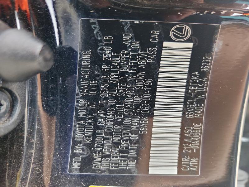 Aukcja sprzedaży 2017 Lexus Es, vin: 58ABK1GG9HU041196, numer aukcji: 51657076