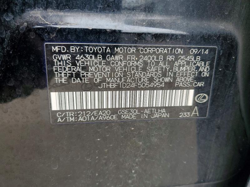 51096856 :رقم المزاد ، JTHBF1D24F5054954 vin ، 2015 Lexus Is مزاد بيع