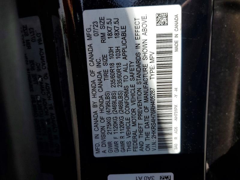 Aukcja sprzedaży 2024 Honda Cr-v, vin: 2HKRS4H76RH405287, numer aukcji: 51192616