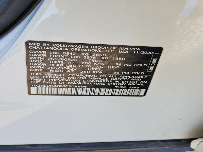 Продажа на аукционе авто 2021 Volkswagen Atlas Cross Sport, vin: 1V2RE2CA0MC208696, номер лота: 50650526
