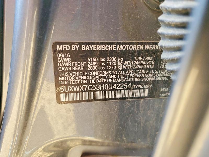 Продаж на аукціоні авто 2017 Bmw X3, vin: 5UXWX7C53H0U42254, номер лоту: 48947896