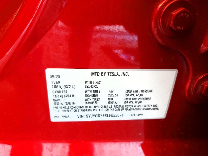Aukcja sprzedaży 2020 Tesla Model Y, vin: 5YJYGDEE8LF053674, numer aukcji: 48200236