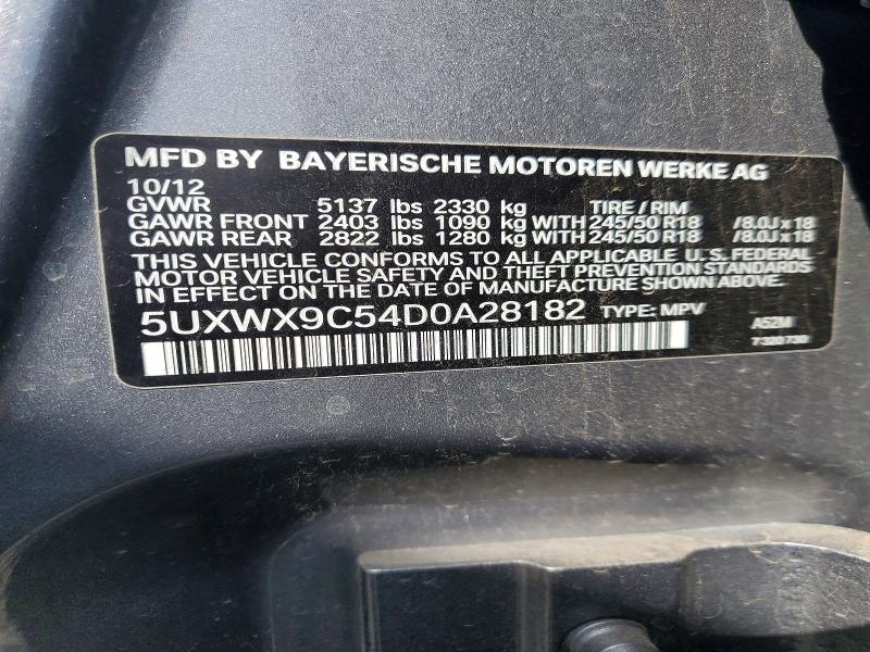 Aukcja sprzedaży 2013 Bmw X3, vin: 5UXWX9C54D0A28182, numer aukcji: 50437246