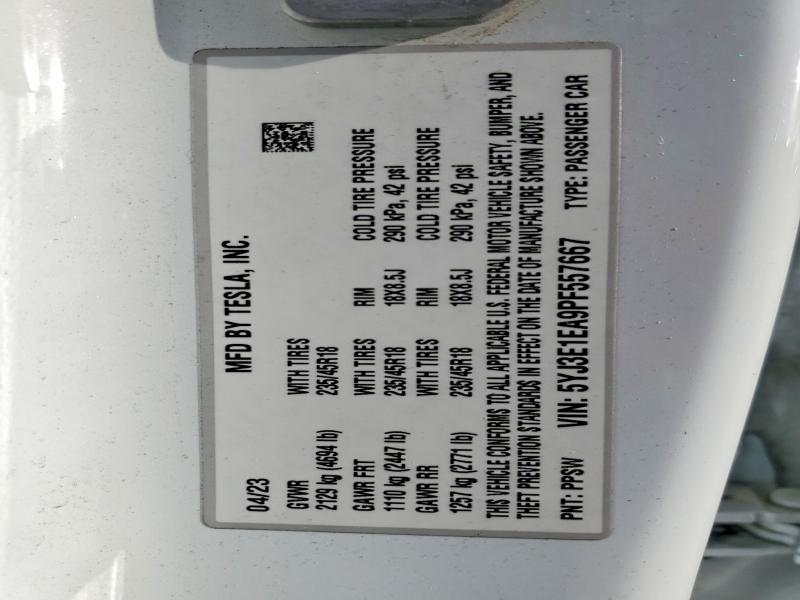 Продажа на аукционе авто 2023 Tesla Model 3, vin: 5YJ3E1EA9PF557667, номер лота: 50496696