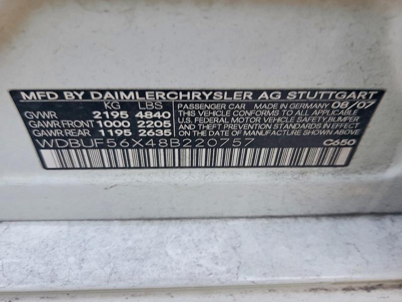 Aukcja sprzedaży 2008 Mercedes-benz E, vin: WDBUF56X48B220757, numer aukcji: 42058276