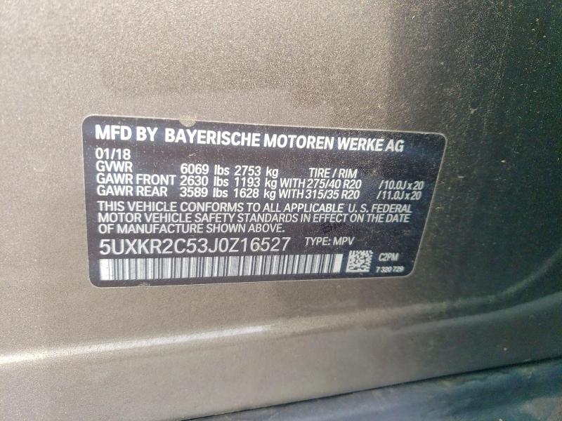 2018 Bmw X5 მანქანა იყიდება აუქციონზე, vin: 5UXKR2C53J0Z16527, აუქციონის ნომერი: 49631926
