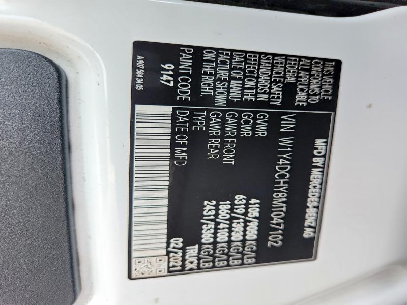 Продаж на аукціоні авто 2021 Mercedes Benz Sprinter, vin: W1Y4DCHY8MT047102, номер лоту: 49778896