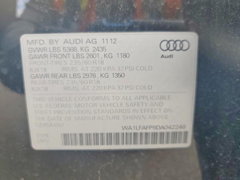50840026 :رقم المزاد ، WA1LFAFP9DA042246 vin ، 2013 Audi Q5 مزاد بيع