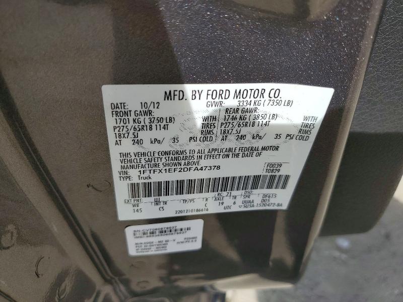 50882266 :رقم المزاد ، 1FTFX1EF2DFA47378 vin ، 2013 Ford F150 مزاد بيع