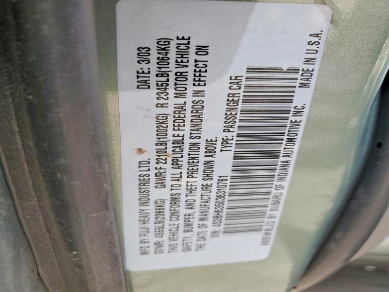 Продажа на аукционе авто 2003 Subaru Legacy, vin: 4S3BH635036310761, номер лота: 49866166