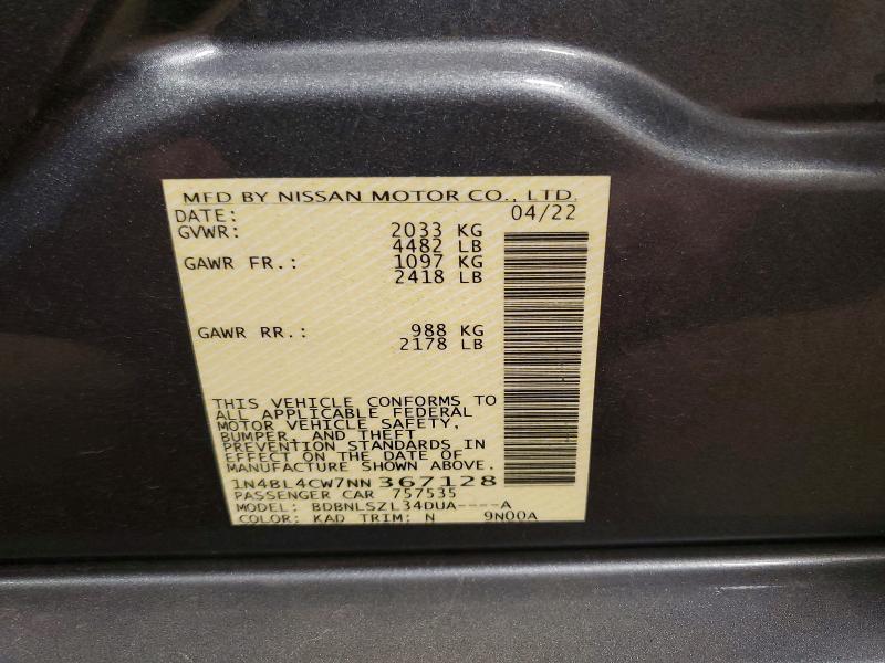 Продаж на аукціоні авто 2022 Nissan Altima, vin: 1N4BL4CW7NN367128, номер лоту: 51685256