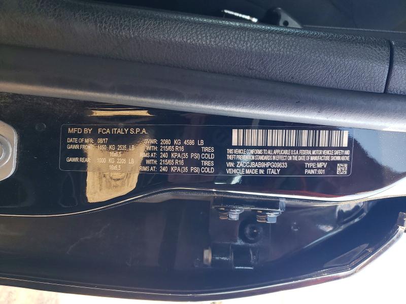 Продажа на аукционе авто 2017 Jeep Renegade, vin: ZACCJBAB9HPG09633, номер лота: 50731846