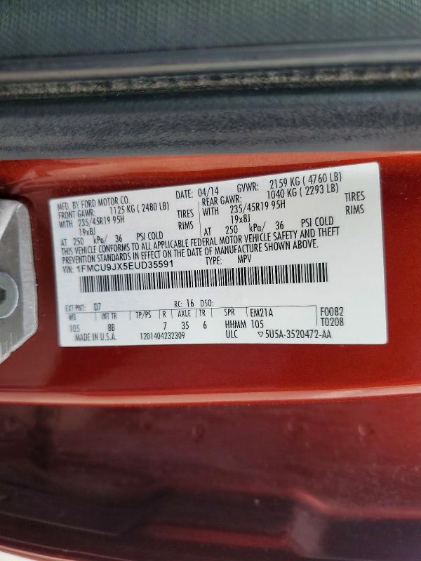 Aukcja sprzedaży 2014 Ford Escape, vin: 1FMCU9JX5EUD35591, numer aukcji: 49803076