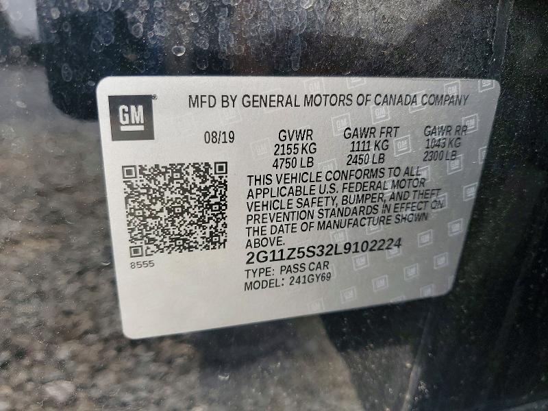 48833436 :رقم المزاد ، 2G11Z5S32L9102224 vin ، 2020 Chevrolet Impala مزاد بيع