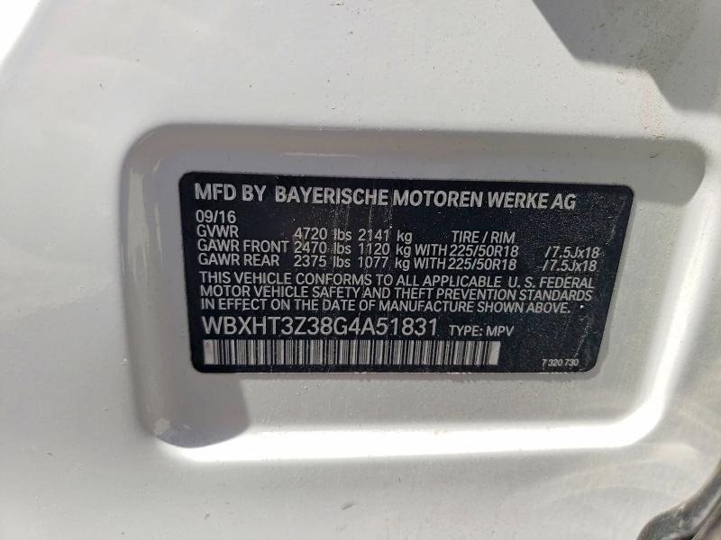 49110236 :رقم المزاد ، WBXHT3Z38G4A51831 vin ، 2016 Bmw X1 مزاد بيع
