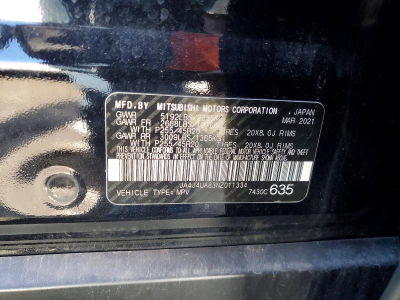 Aukcja sprzedaży 2022 Mitsubishi Outlander, vin: JA4J4UA83NZ011334, numer aukcji: 49087026