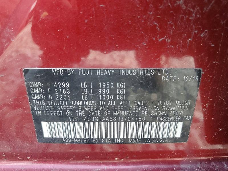 Aukcja sprzedaży 2017 Subaru Impreza, vin: 4S3GTAA68H3704780, numer aukcji: 49293296