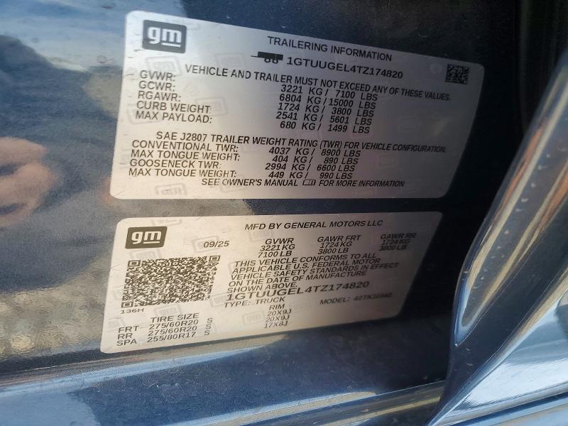 48967486 :رقم المزاد ، 1GTUUGEL4TZ174820 vin ، 2026 Gmc Sierra مزاد بيع