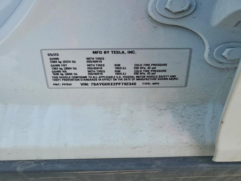 48740966 :رقم المزاد ، 7SAYGDEE2PF792340 vin ، 2023 Tesla Model Y مزاد بيع