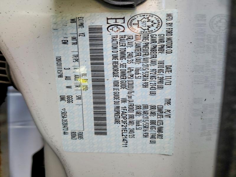 49286516 :رقم المزاد ، 1FADP3F21EL214711 vin ، 2014 Ford Focus مزاد بيع
