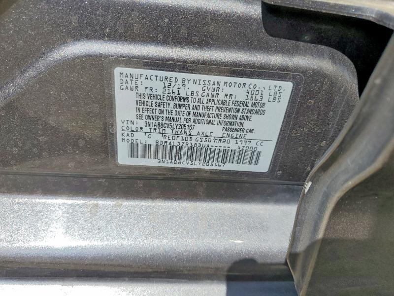 Продаж на аукціоні авто 2020 Nissan Sentra, vin: 3N1AB8CV5LY205167, номер лоту: 48212756
