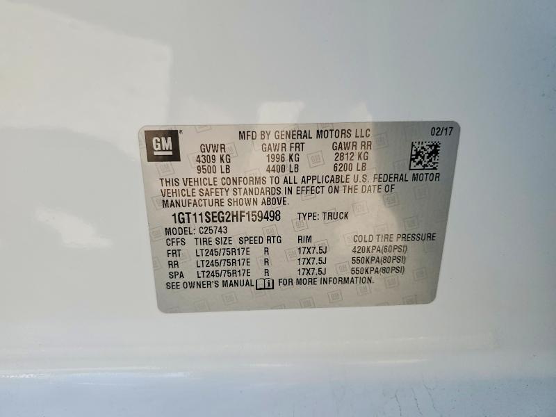 Продаж на аукціоні авто 2017 Gmc Sierra, vin: 1GT11SEG2HF159498, номер лоту: 49999456