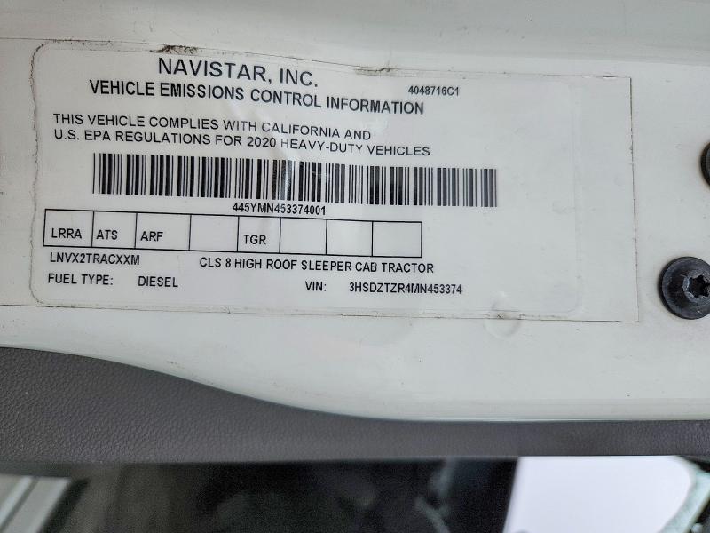 Продаж на аукціоні авто 2021 International Lt625, vin: 3HSDZTZR4MN453374, номер лоту: 49798226