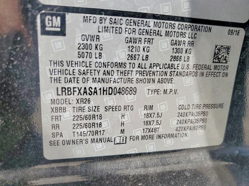 Aukcja sprzedaży 2017 Buick Envision, vin: LRBFXASA1HD048689, numer aukcji: 48463206