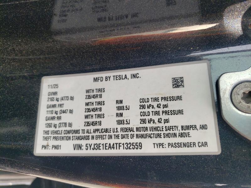 Продажа на аукционе авто 2026 Tesla Model 3, vin: 5YJ3E1EA4TF132559, номер лота: 48719866