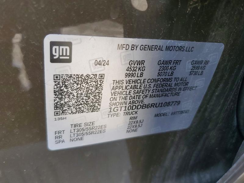 51282046 :رقم المزاد ، 1GT10DDB6RU108779 vin ، 2024 Gmc Hummer Pickup مزاد بيع