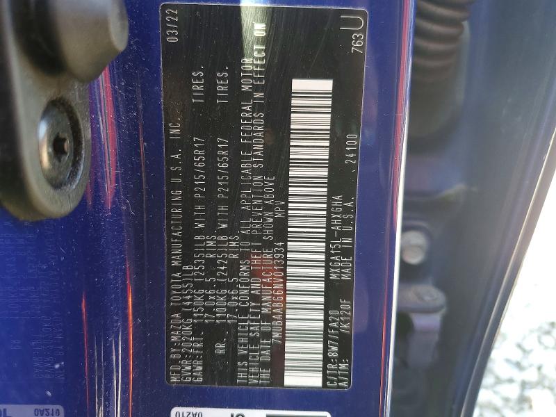 50647976 :رقم المزاد ، 7MUBAABG6NV013934 vin ، 2022 Toyota Corolla Cross مزاد بيع