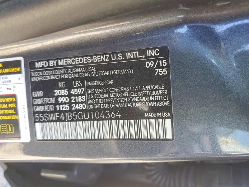 Продажа на аукционе авто 2016 Mercedes-benz C, vin: 55SWF4JB5GU104364, номер лота: 51147726
