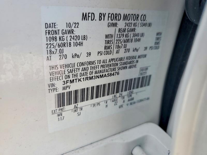 Продаж на аукціоні авто 2022 Ford Mustang Mach-e, vin: 3FMTK1RM3NMA58476, номер лоту: 49863456