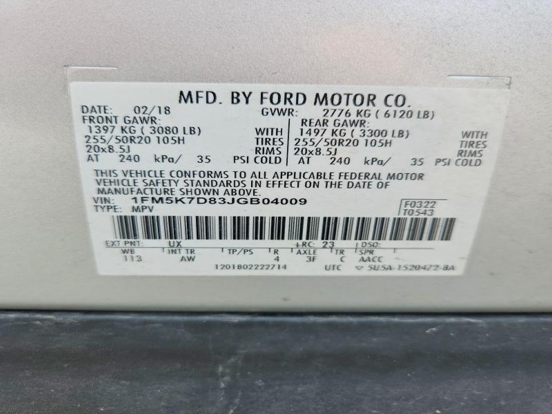 Aukcja sprzedaży 2018 Ford Explorer, vin: 1FM5K7D83JGB04009, numer aukcji: 49789966