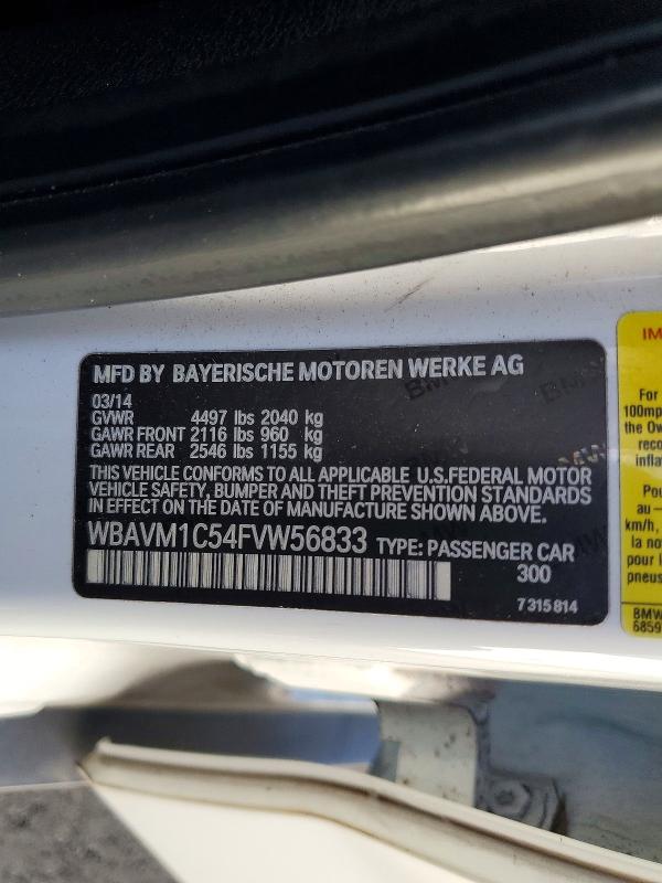 2015 Bmw X1 მანქანა იყიდება აუქციონზე, vin: WBAVM1C54FVW56833, აუქციონის ნომერი: 49367166