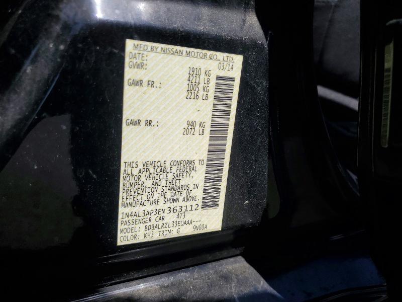 Aukcja sprzedaży 2014 Nissan Altima, vin: 1N4AL3AP3EN363112, numer aukcji: 51021236