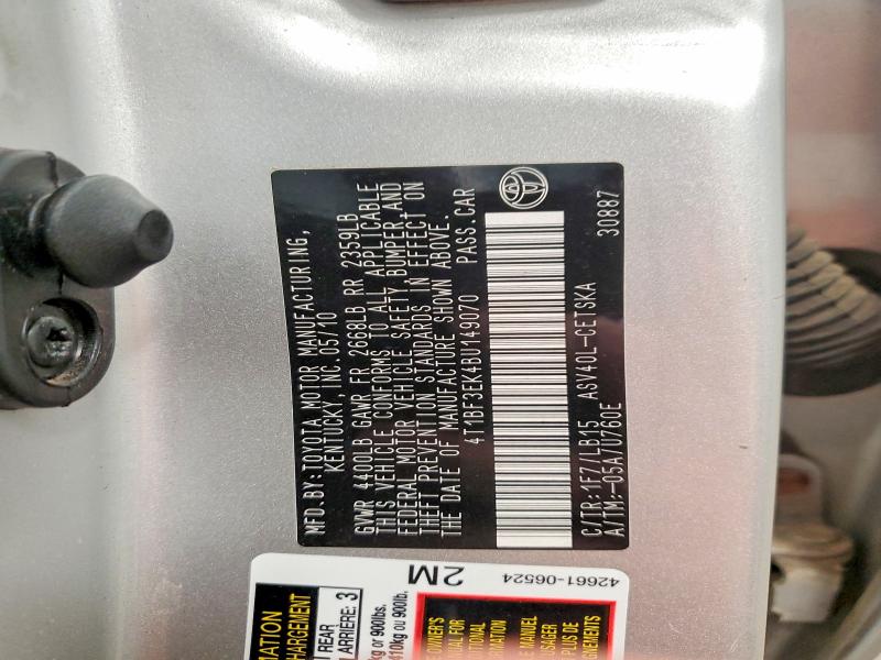 50509226 :رقم المزاد ، 4T1BF3EK4BU149070 vin ، 2011 Toyota Camry مزاد بيع