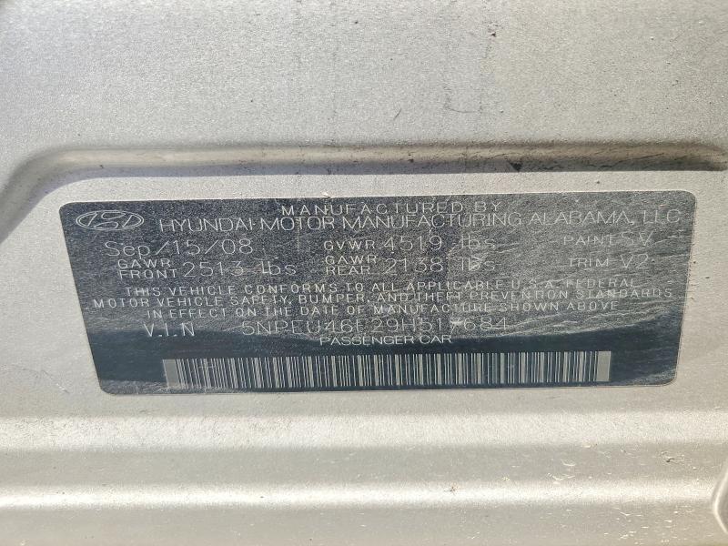 2009 Hyundai Sonata მანქანა იყიდება აუქციონზე, vin: 5NPEU46F29H517684, აუქციონის ნომერი: 49430846